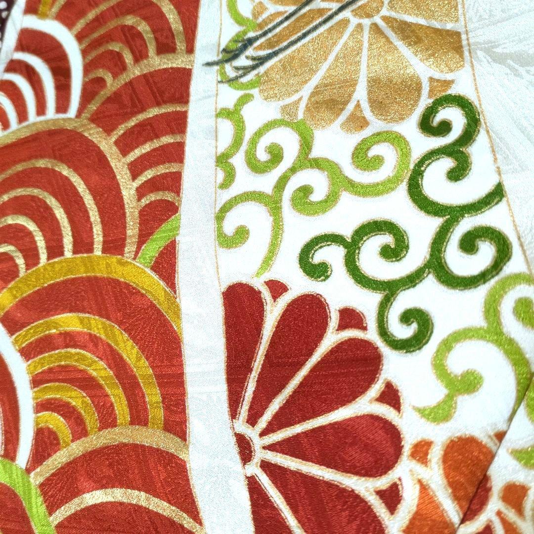 正絹 薄卵 舞鶴刺繍 吉祥 振袖ドレス