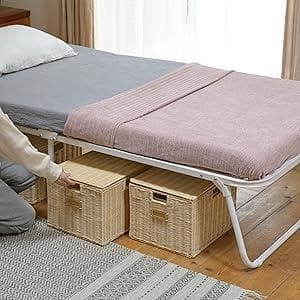 山善 折り畳みベッド フレーム シングル 幅97×奥行195×高さ36cm