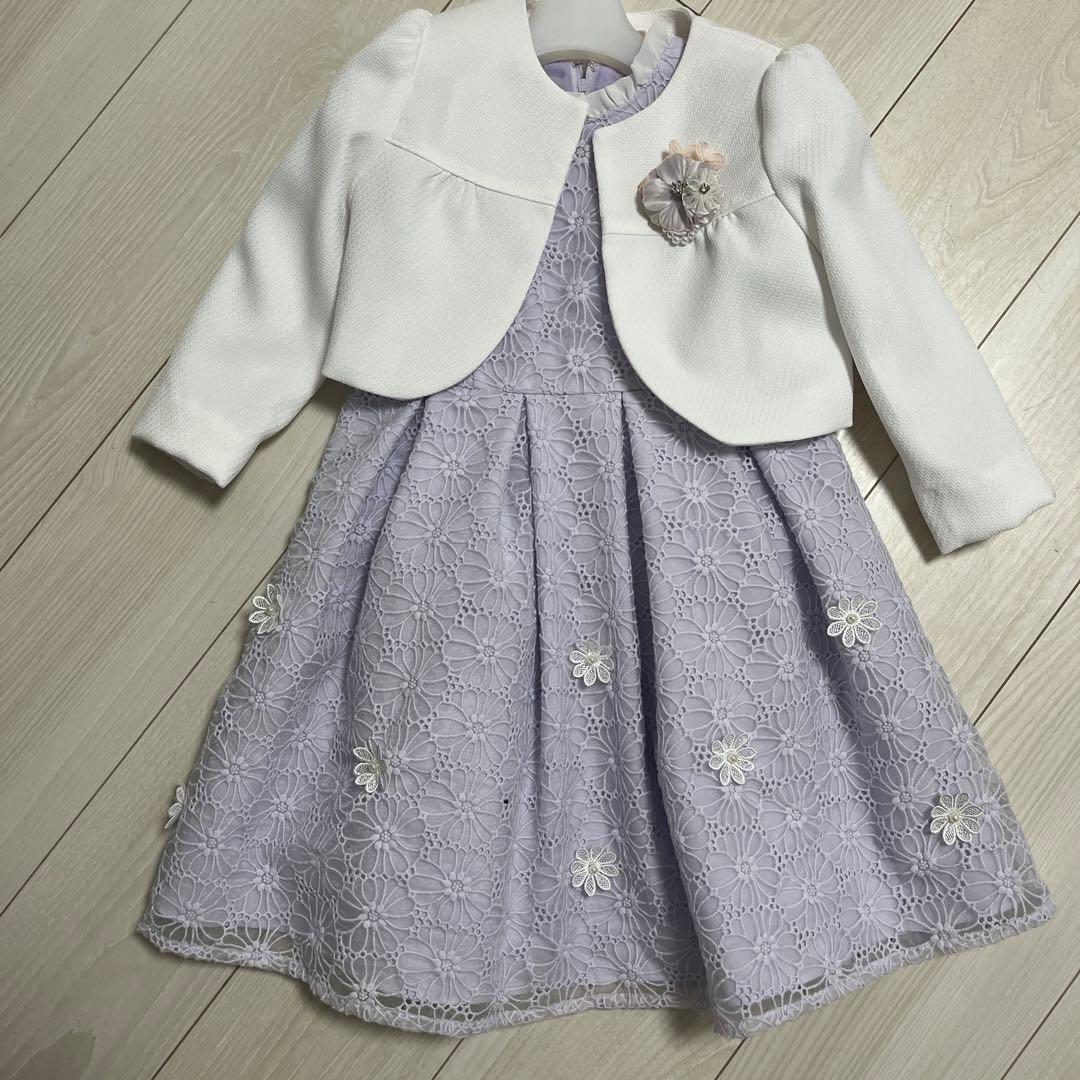 プティマイン　フォーマルワンピースセット　120 コサージュ付　入学式　卒園式