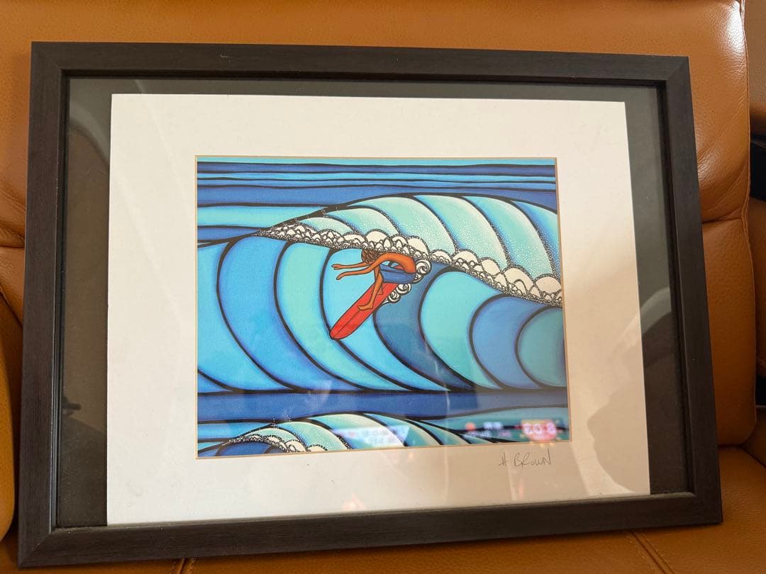 ヘザーブラウン絵画・サイン入り・額縁付き・美品