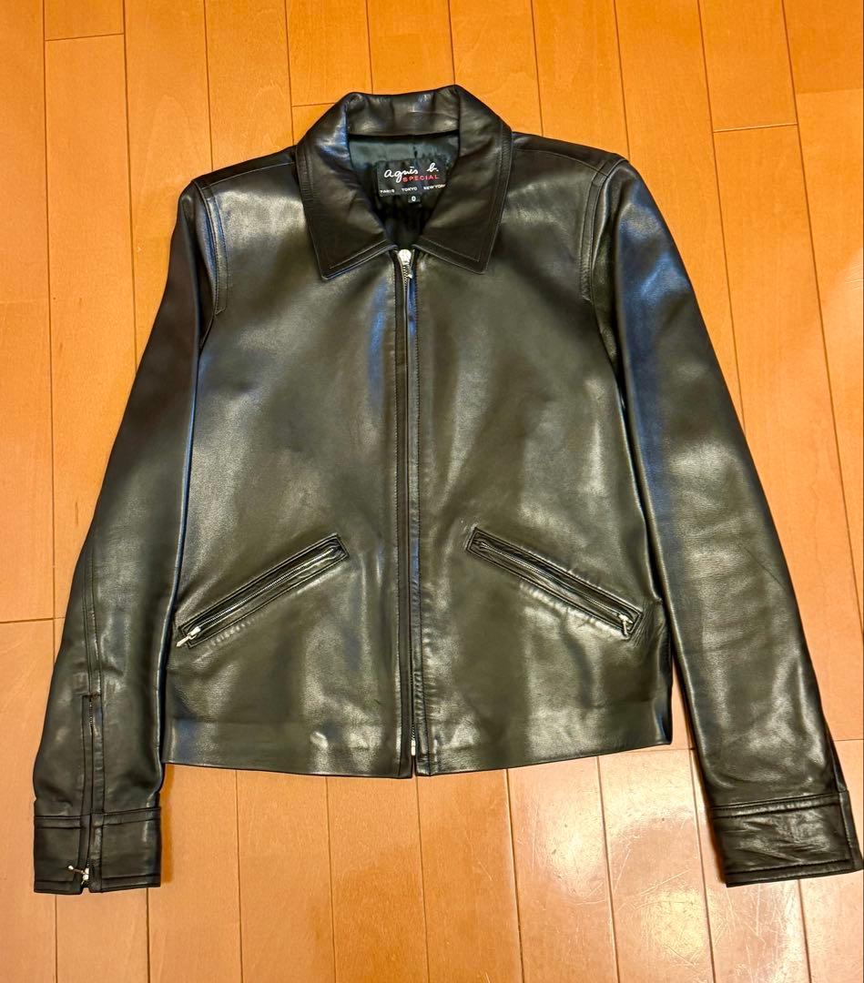 アニエスベー ラムレザー ライダースジャケット フランス製　サイズ0
