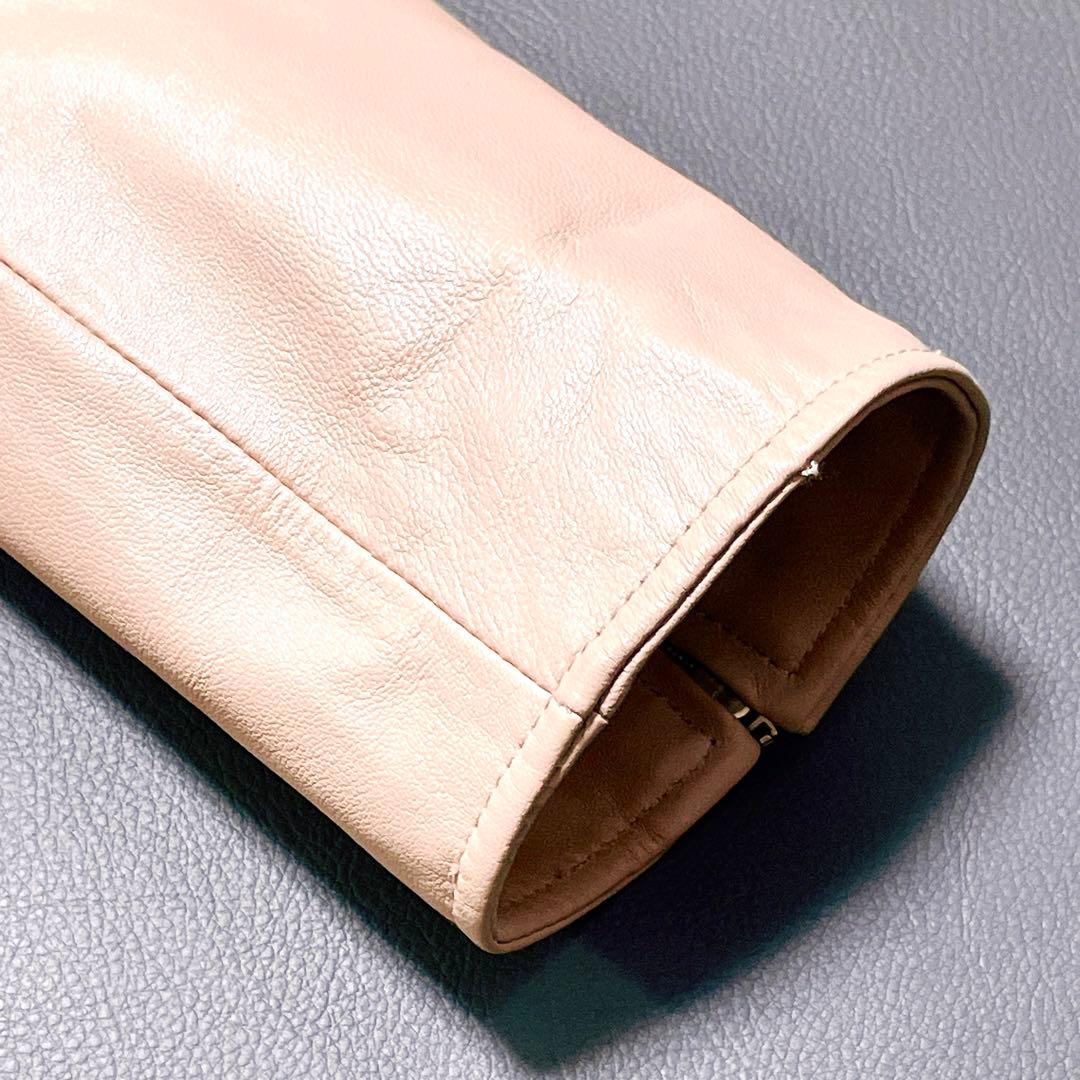 ★美品★バルマン　レザージャケット　ノーカラー　ペプラム　羊革 　9号(578)