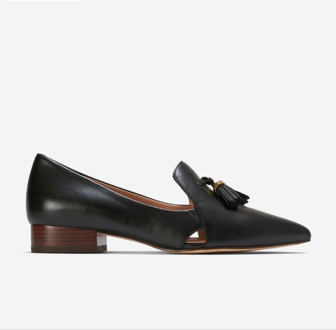 美品　23.5 タッセル　フラットシューズ　COLE HAAN ブラック
