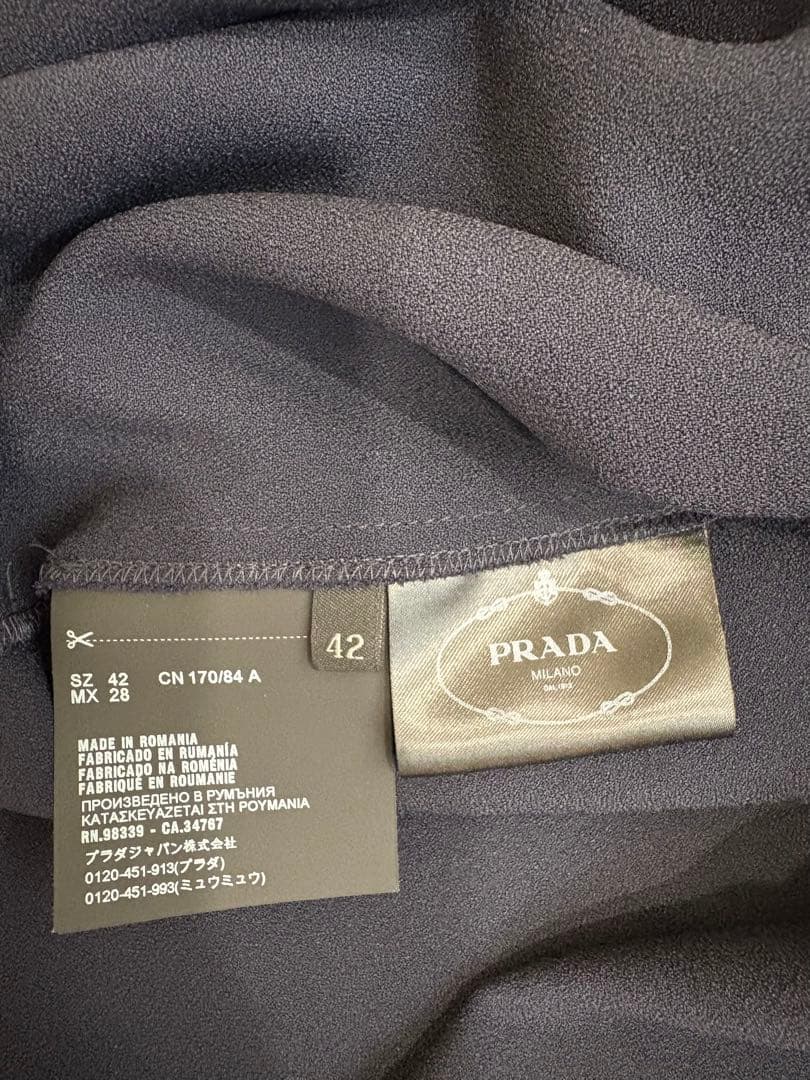 PRADA ネイビー 膝丈ワンピース 半袖