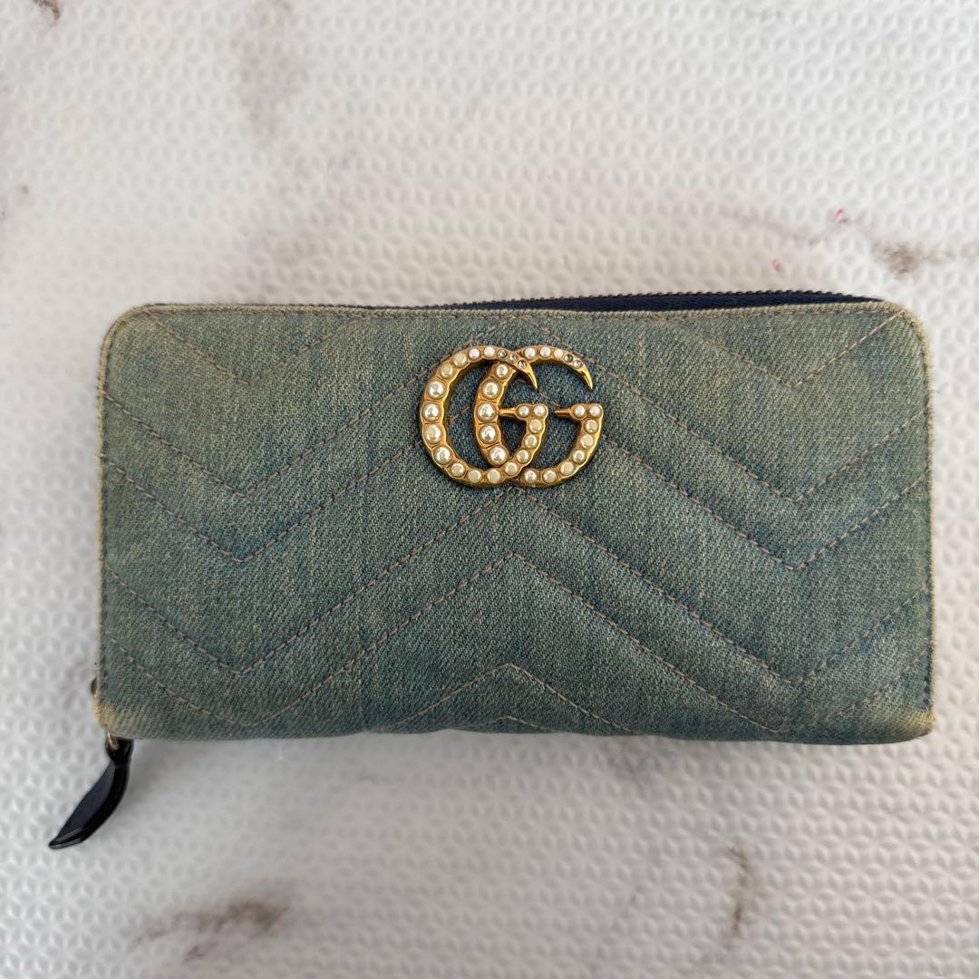 GUCCIデニムキルティング長財布