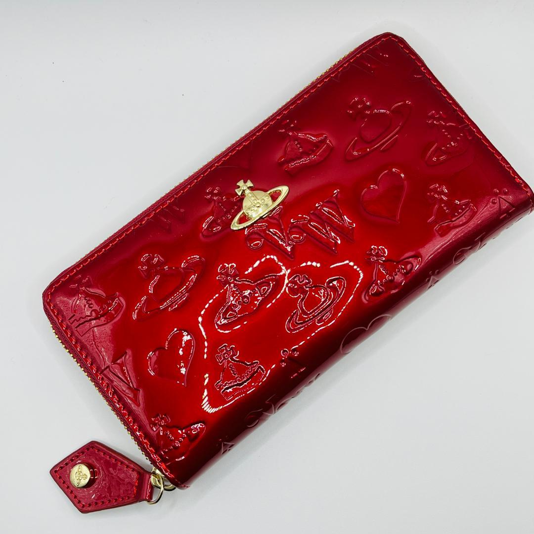 未使用 Vivienne Westwood 長財布 赤 型押し エナメル 人気