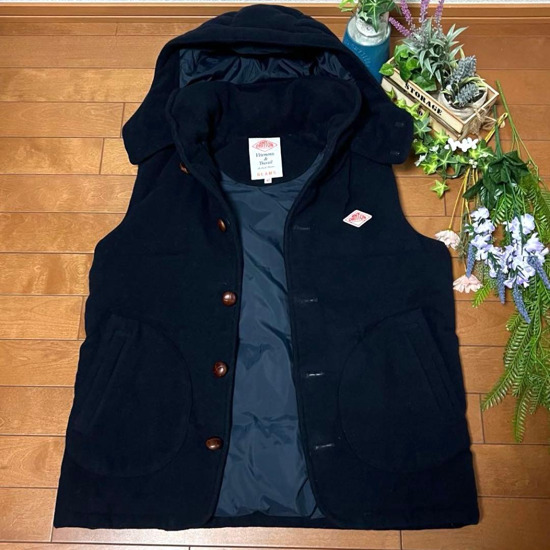 【DANTON】 ウールモッサフード付きダウンベスト42 BEAMS別注