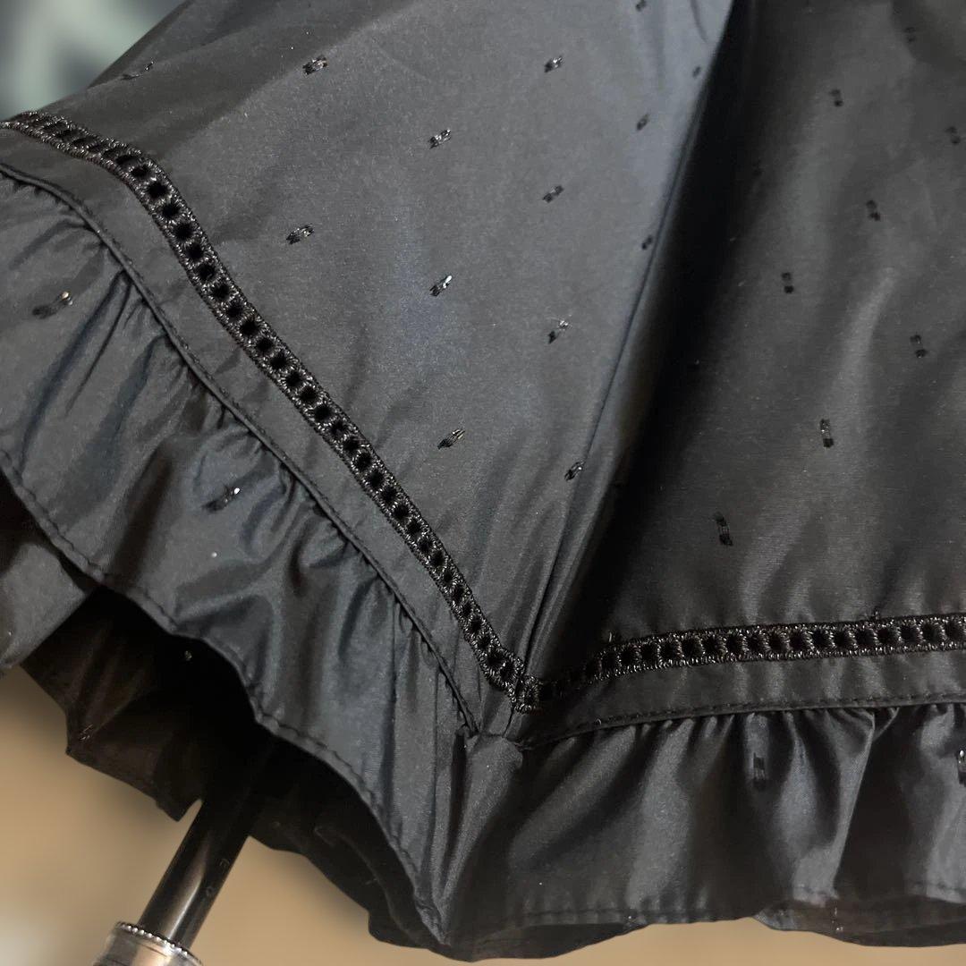 JILL STUART キラキラ フリル付き黒日傘