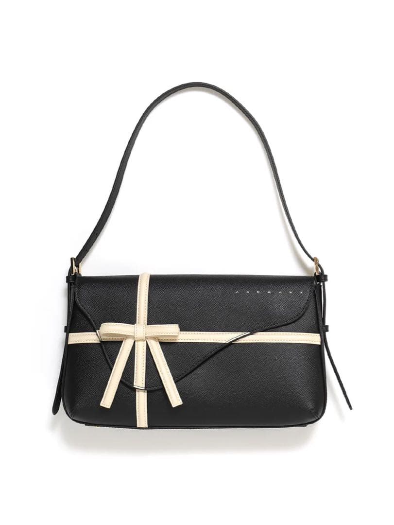 バッグ Valentine ribbon leather bag / black