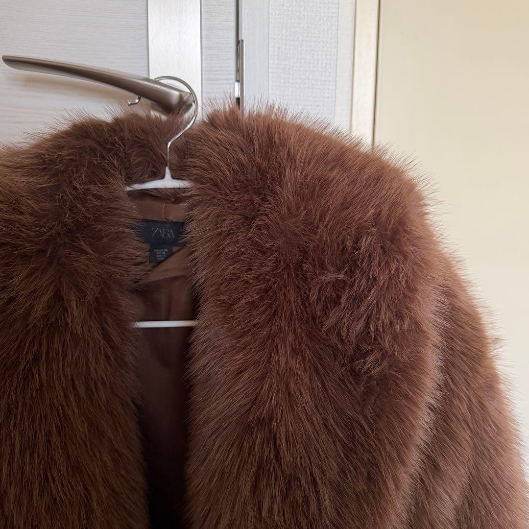 ショートフェイクファーコート XS ブラウン