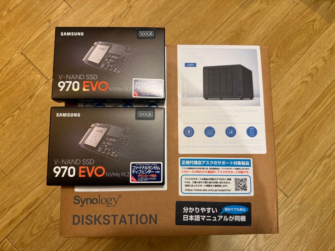 外付けハードディスク・ドライブ Synology DS920+ Samsung 970EVO 500GB SSD