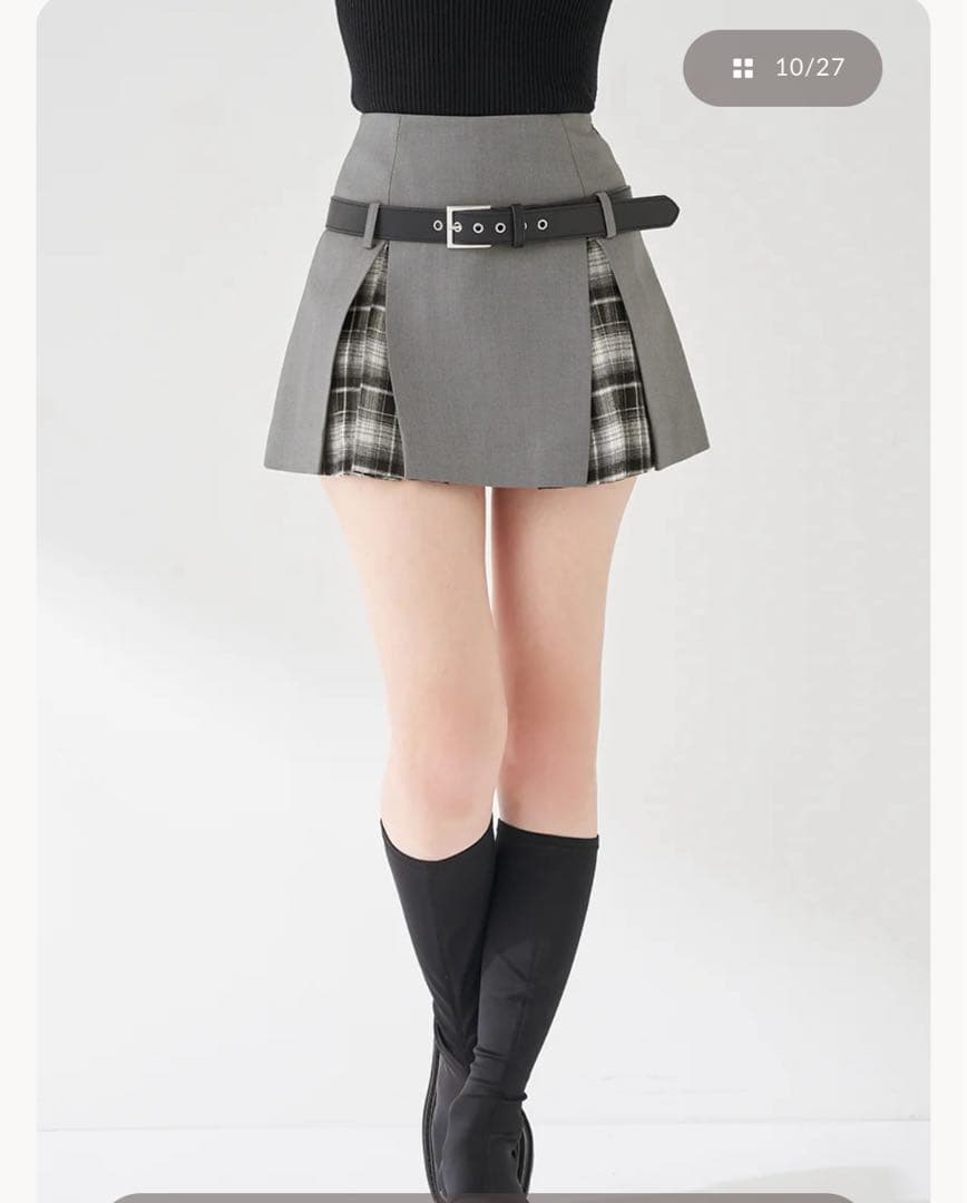 Darich ダーリッチ チェックドッキングミニスカート グレー Sサイズ