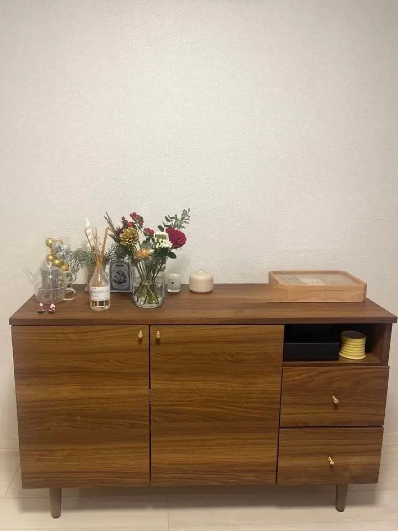 lowya キャビネット 120cmサイドボード　ウォールナット