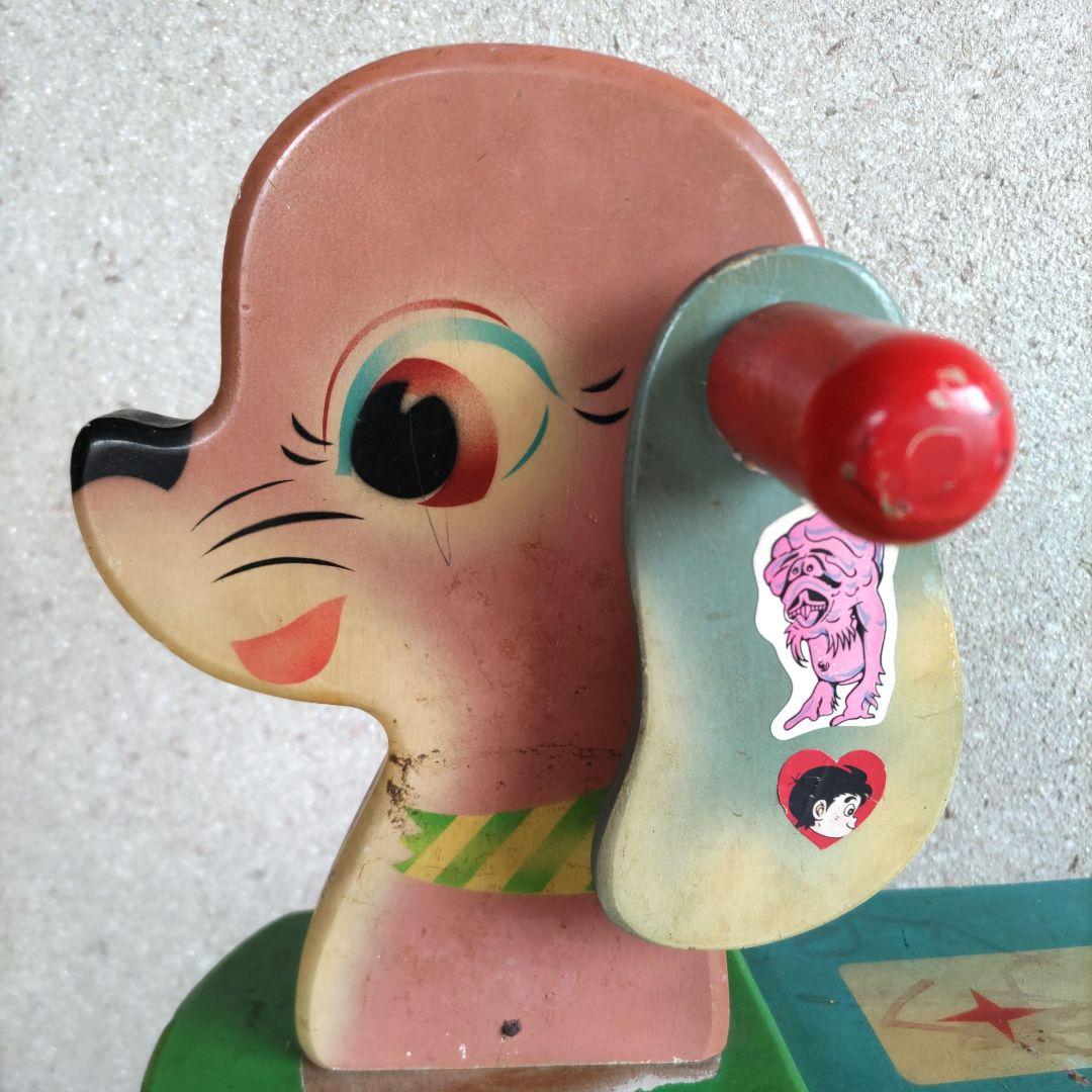 レトロ　木製玩具　犬手引き車