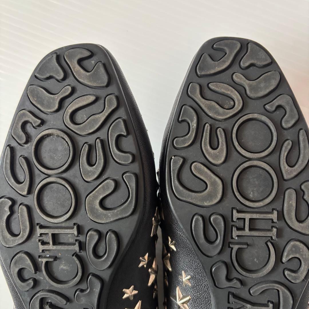 ジミーチュウ　フラットシューズ　星　スター　スタッズ　37.5 レザー　ブラック