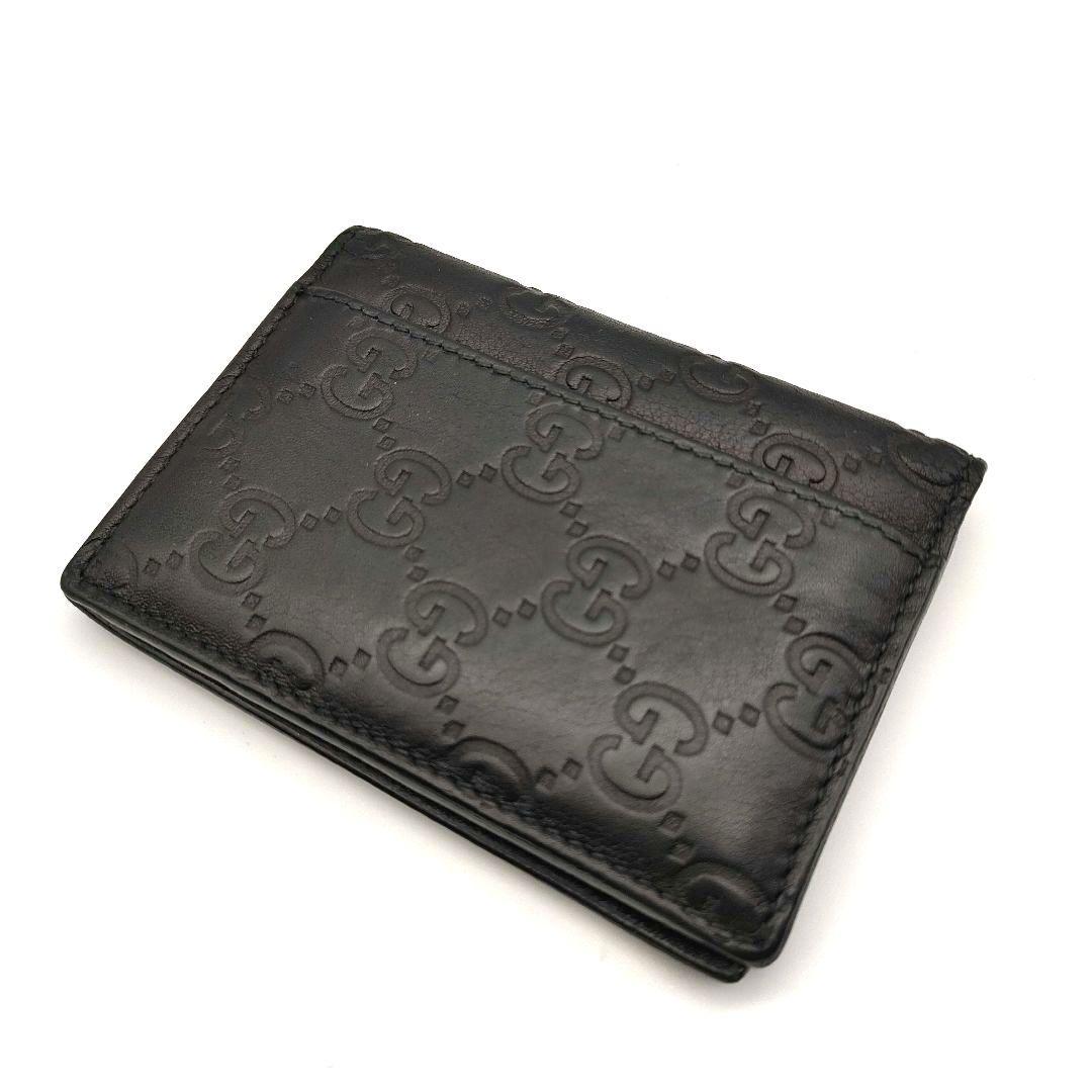 GUCCI グッチ シマ カードケース 名刺入れ　本革 レザー ブラック メンズ