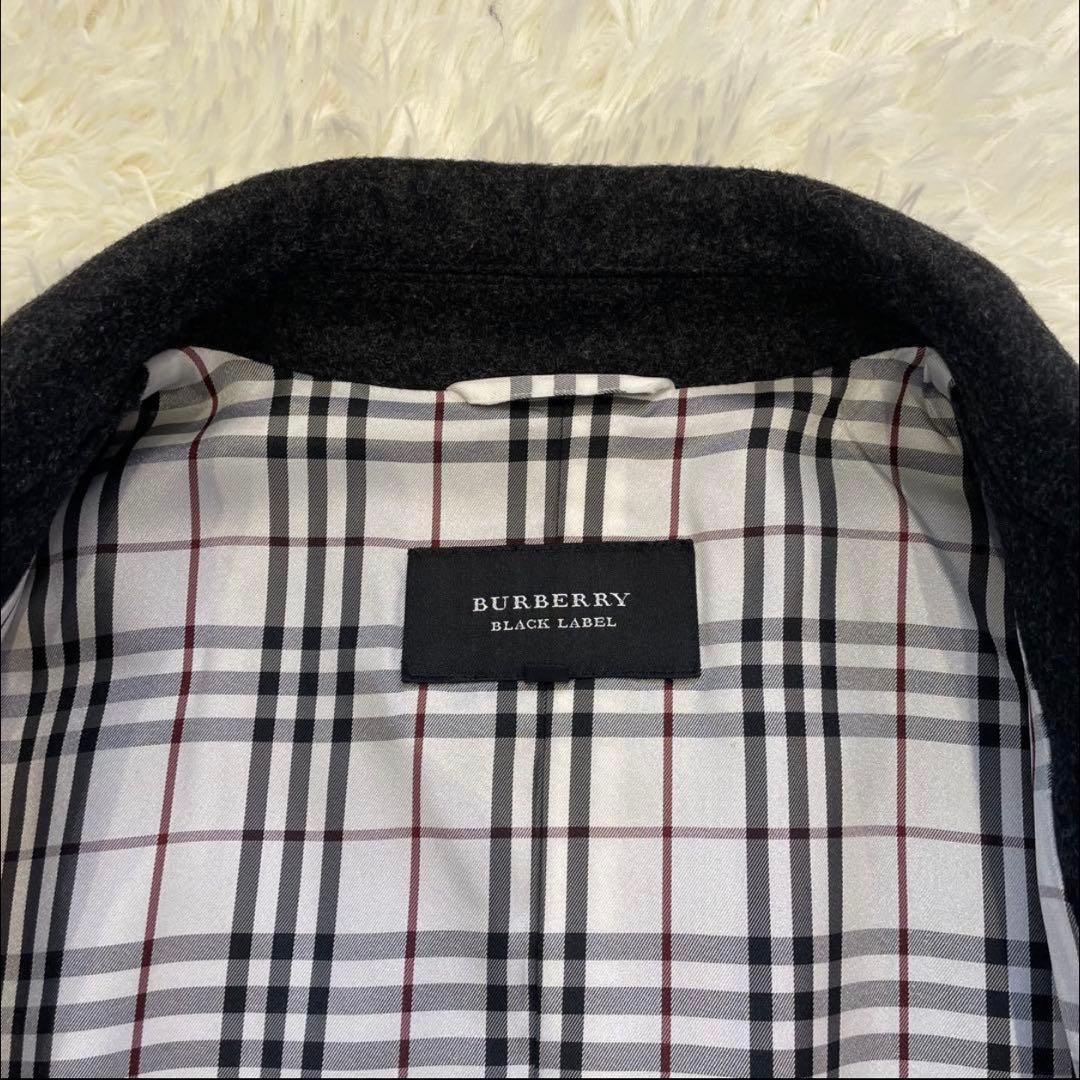 極美品 バーバリーブラックレーベル ピーコート ダークグレー ノバチェック