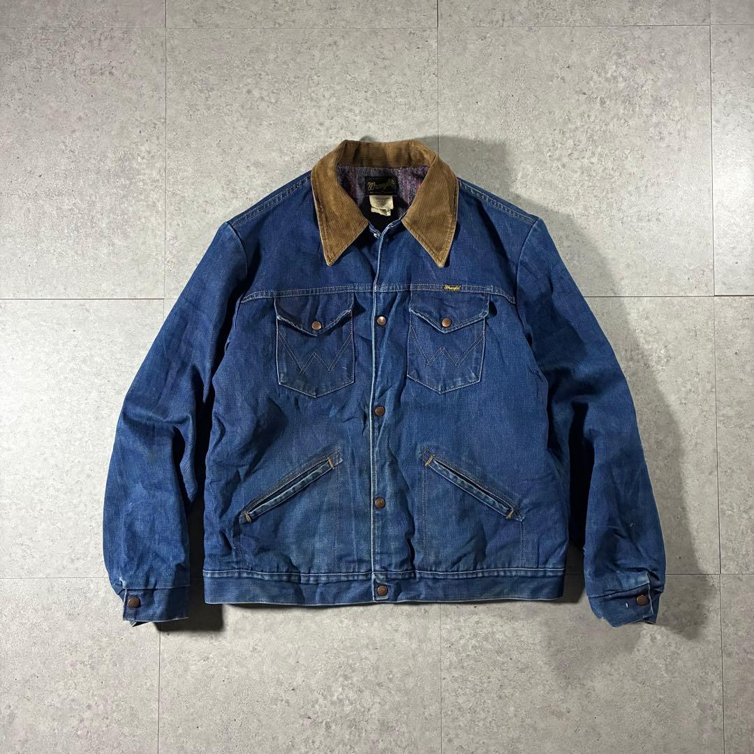 USA製70s Wranglerブランケットデニムジャケット襟コーズサイズ48