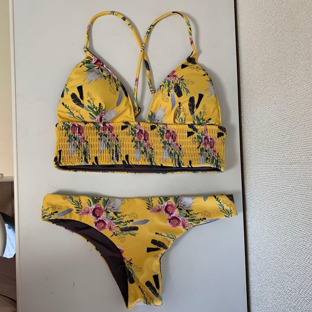【アリシアスタン】フラワープリント セパレート水着 イエロー