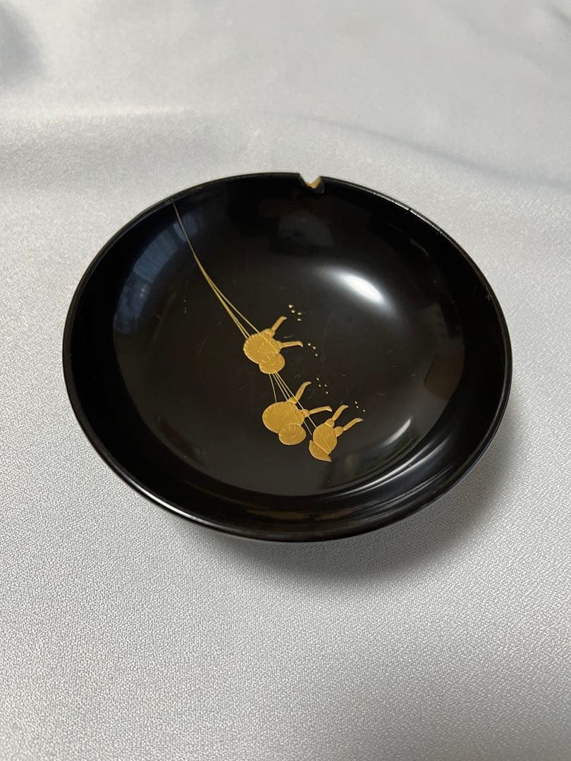 蓋付吸い物椀　曳舟蒔絵　10客　木製　時代物