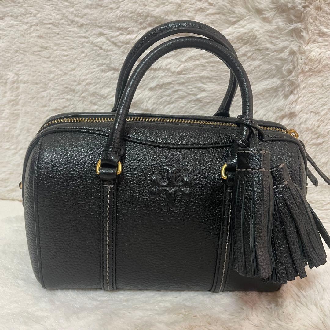 極美品‼️ トリーバーチ　レザー　ミニボストンバッグ　2WAY 黒　ハンドバッグ