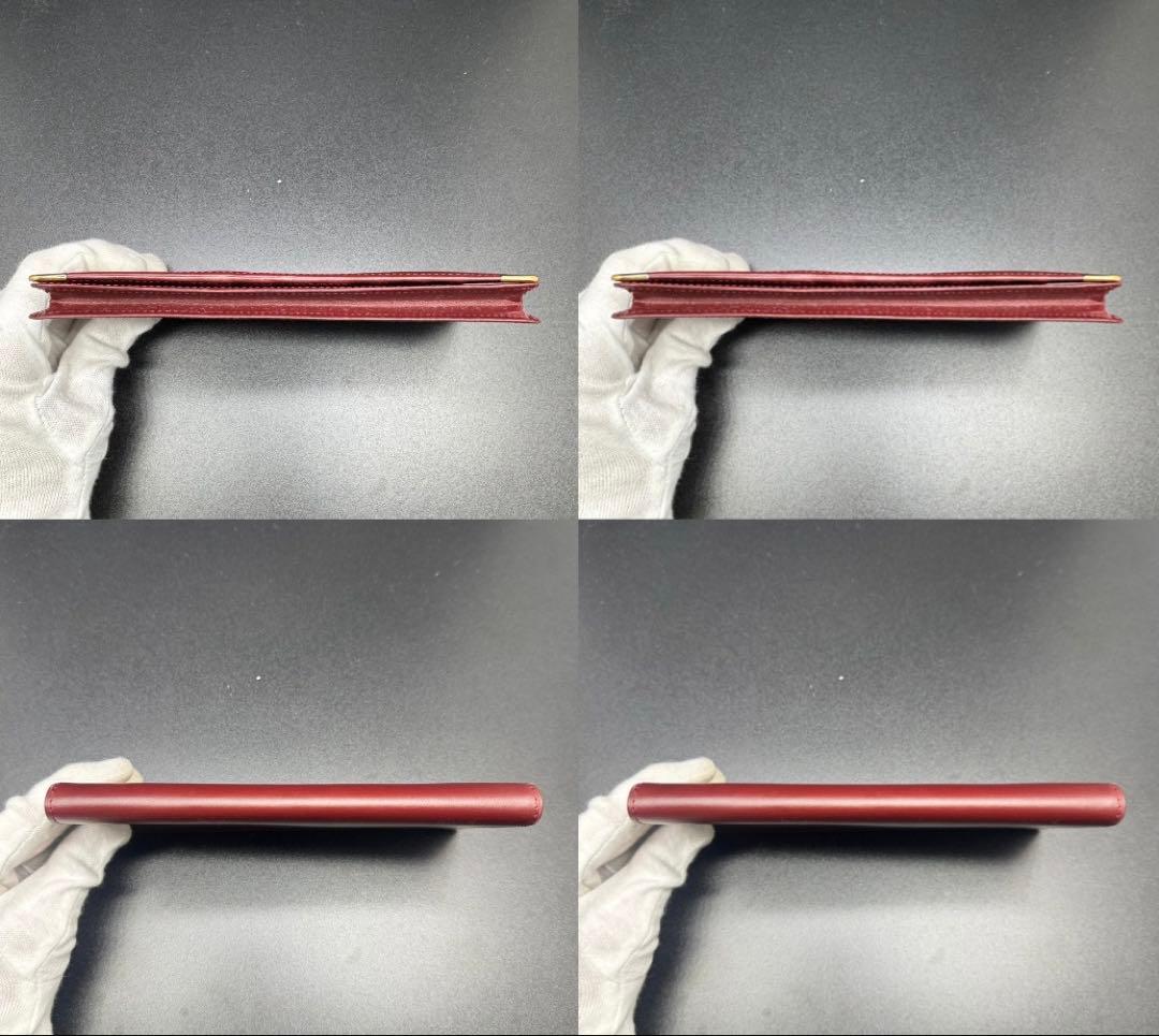 未使用級 Cartier カルティエ 長財布 札入れ カード入れ レザー 赤茶