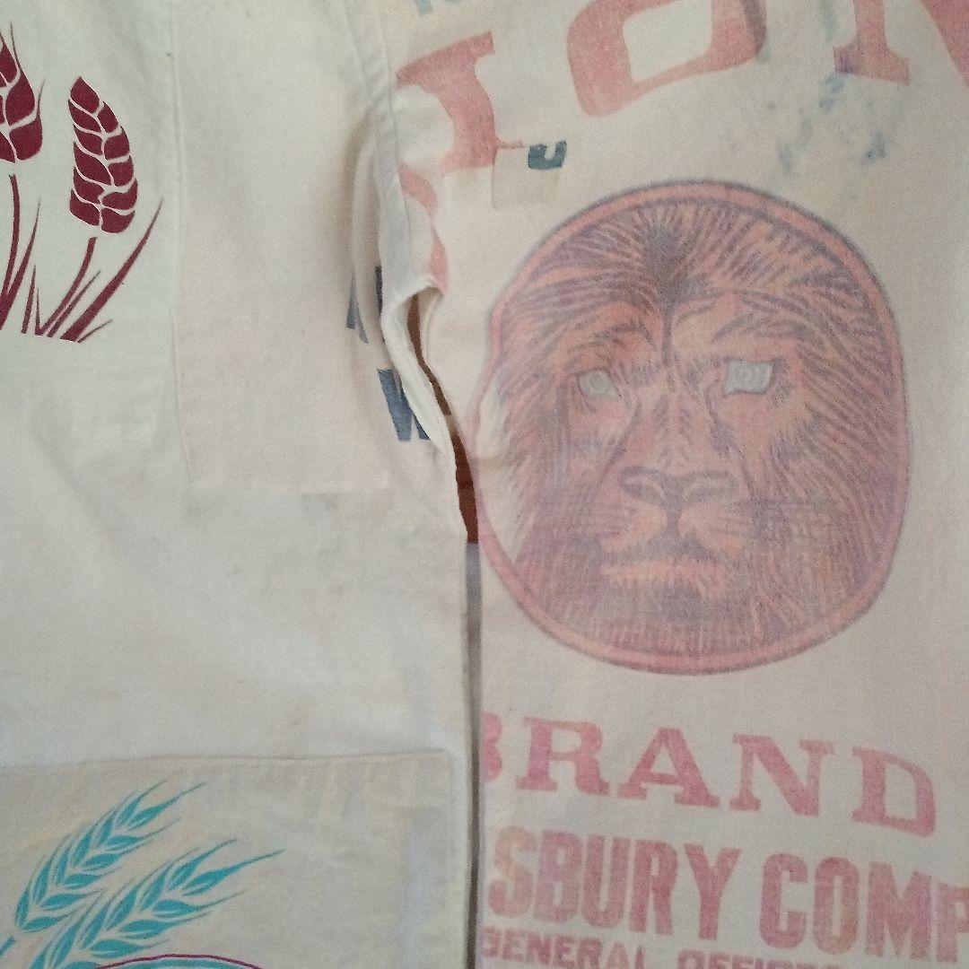 古布粉袋リメイク☆ライオンブランド粉袋☆ヴィンテージエコバッグ☆ゆったりパンツ