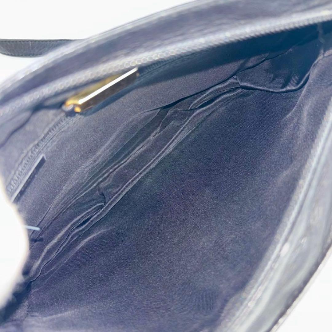 【中古】ロエベ ショルダーバッグ オールレザー ビンテージ ブラック