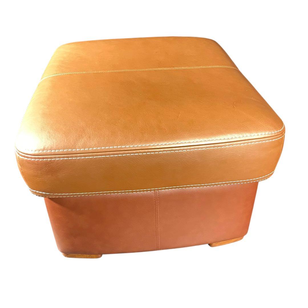 HR745 karimoku オットマン　本革+合皮 ブラウン系バイカラー