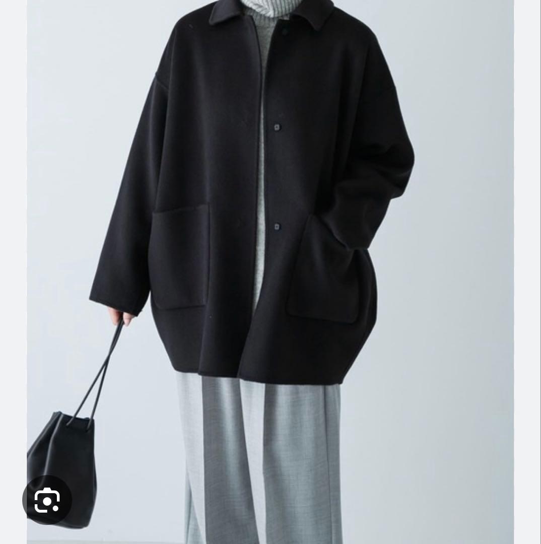 かぐれ　ウールステンカラーショートコート　アーバンリサーチ ネイビー