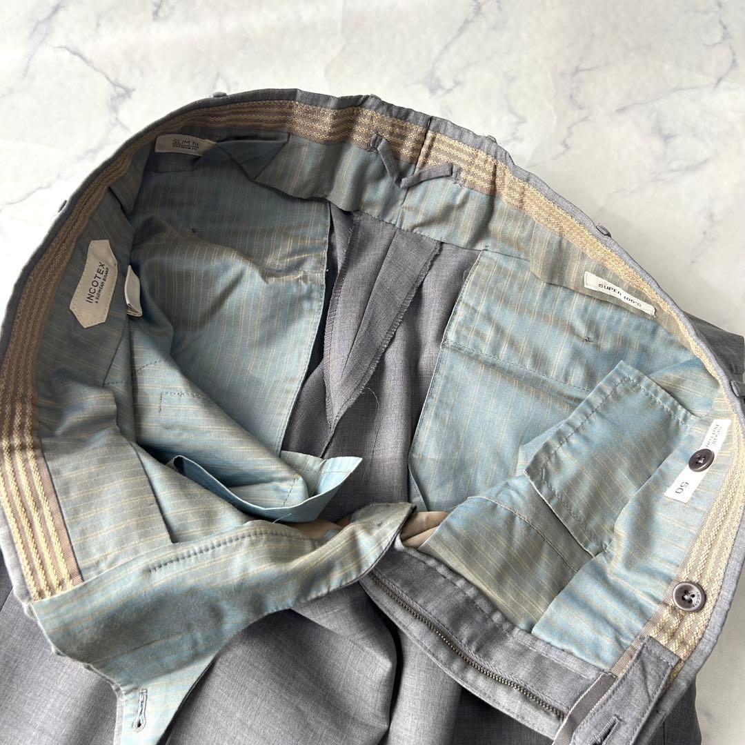 サイズ50✨　インコテックス　ウールサキソニー　スラックス　super100s