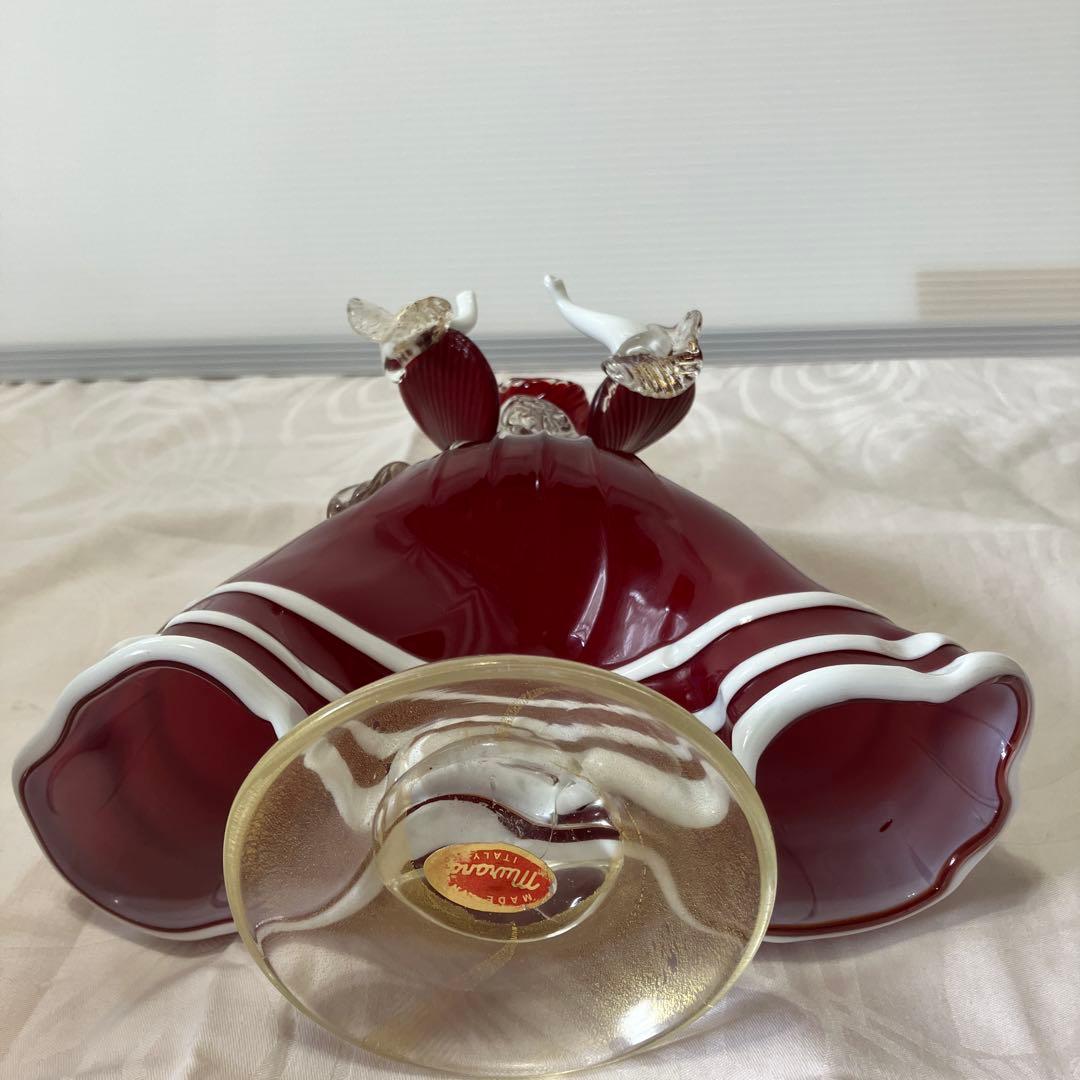 ベネチアンガラス美術品工芸品ムラーノガラスペア人形赤金彩