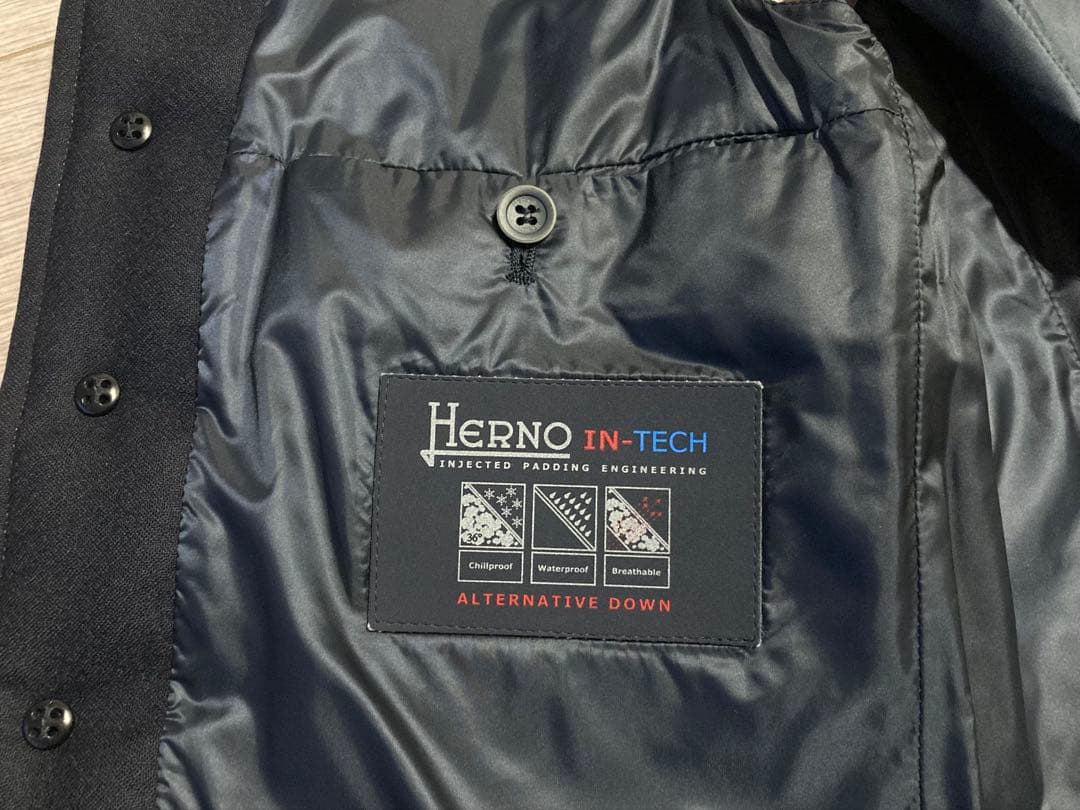 HERNO ダウンベスト ネイビー 44 S ウール