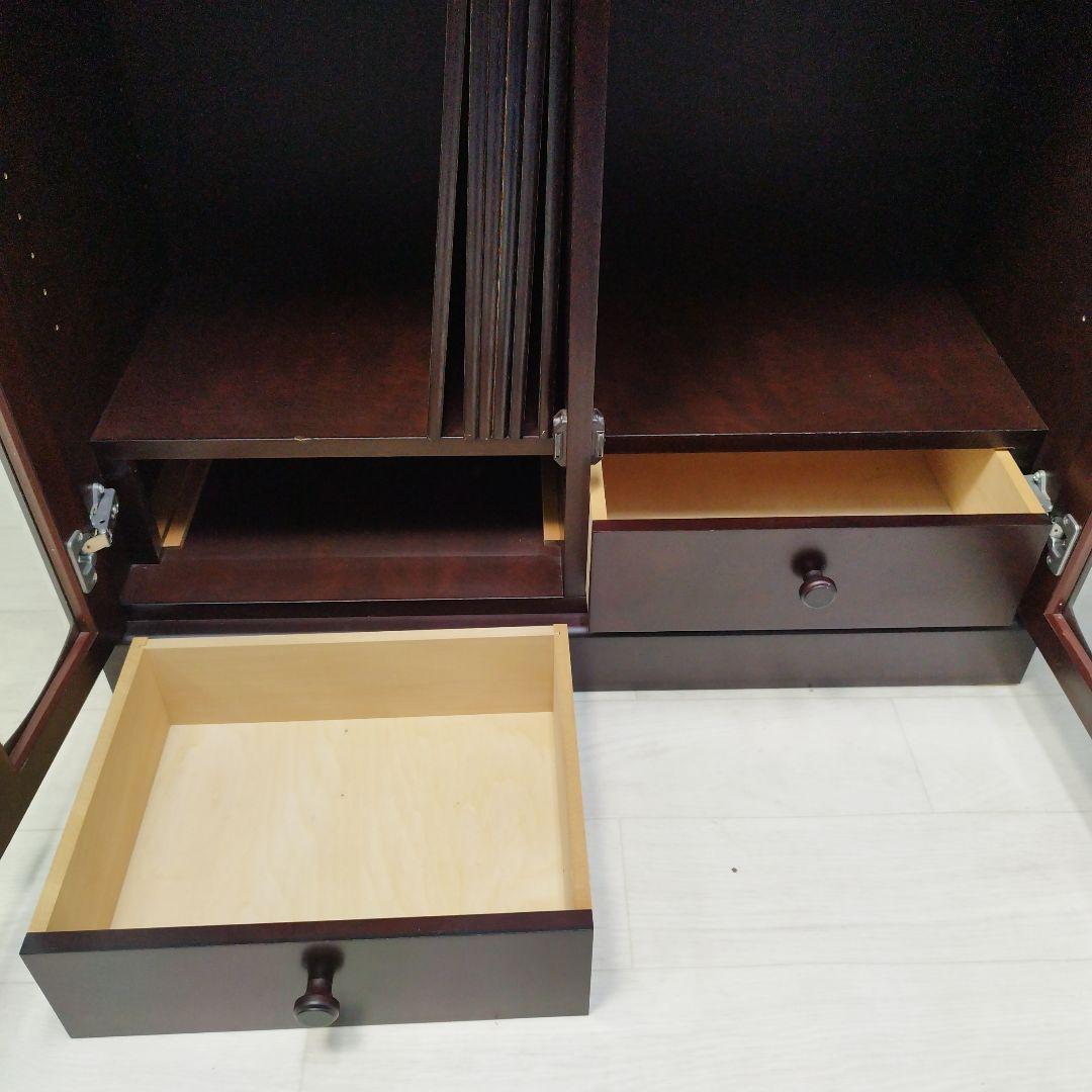 ダークブラウン本棚 ガラス扉付き 5段 書棚 飾棚