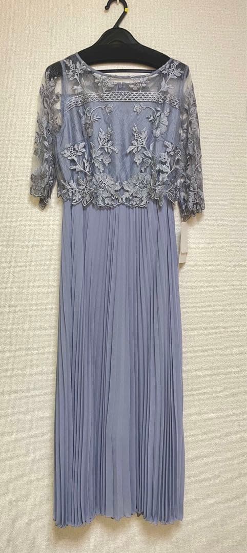 kana パーティードレス お呼ばれドレス オケージョン ブルーグレー プリーツ