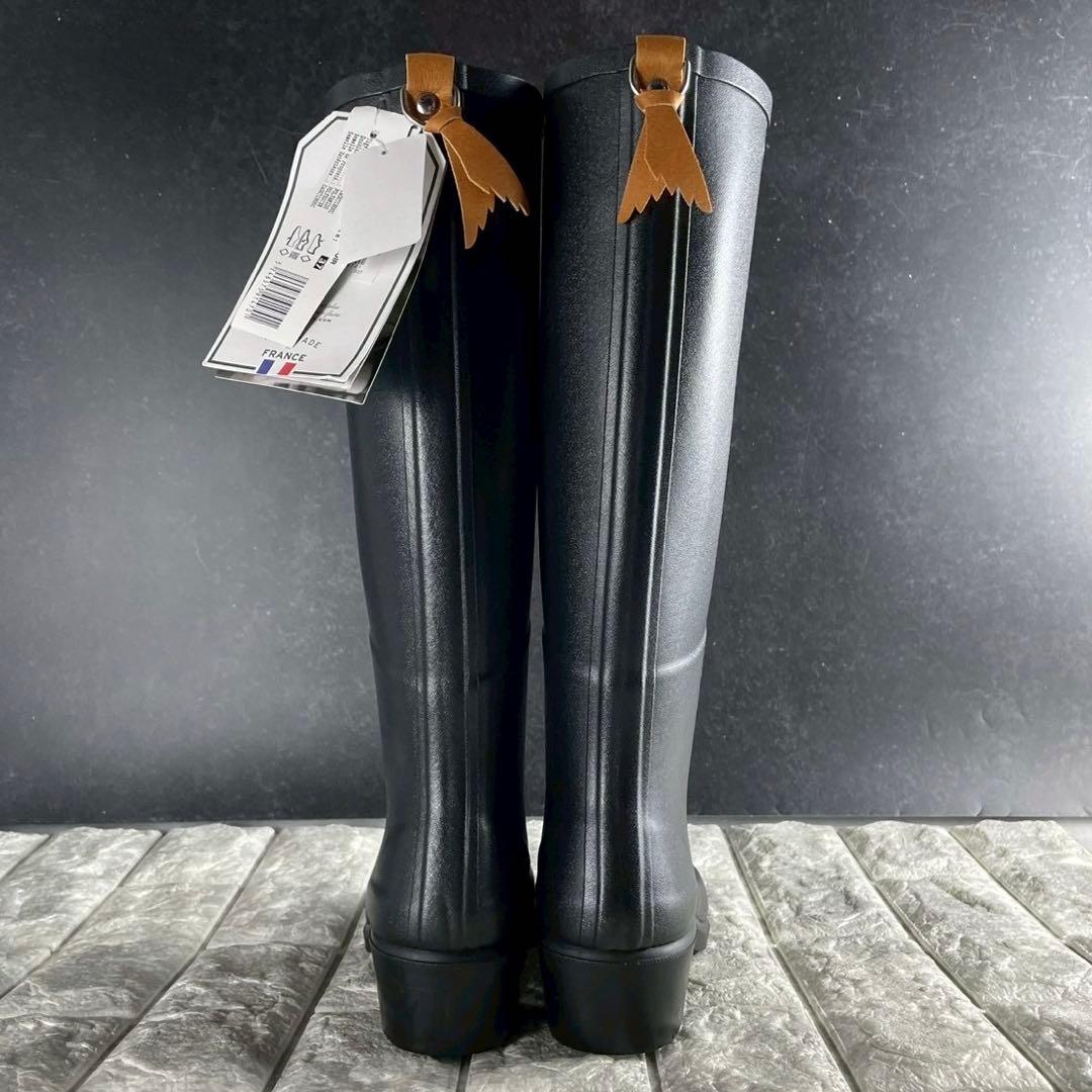 新品✨ 23.5 エーグル ミスジュリエットA ロングブーツ レインブーツ 黒