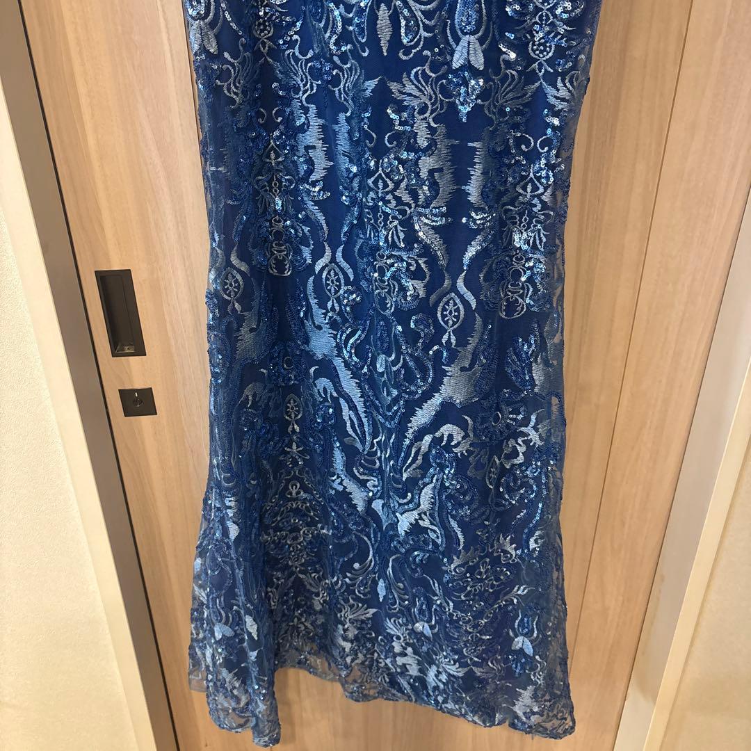 最終値下げ JEANMACLEAN/ジャンマクレーン 青刺繍ノースリーブドレス