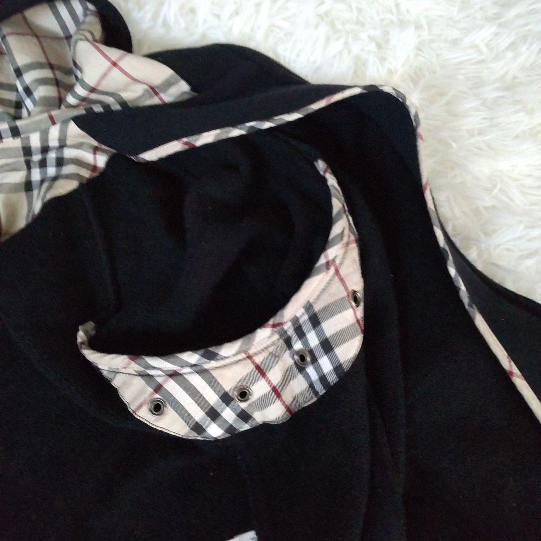 バーバリーロンドン ⿻フルジップパーカー ノバチェック ロゴ 刺繍 黒 M