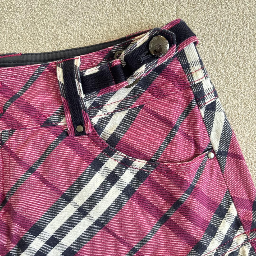 希少★バーバリーブルーレーベル　ミニスカート　ノバチェック　ピンク　ロゴ　38