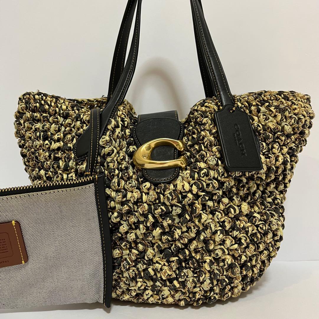 美品【23SS】完売品 COACH コーチ かごバッグ ストロースモールトート