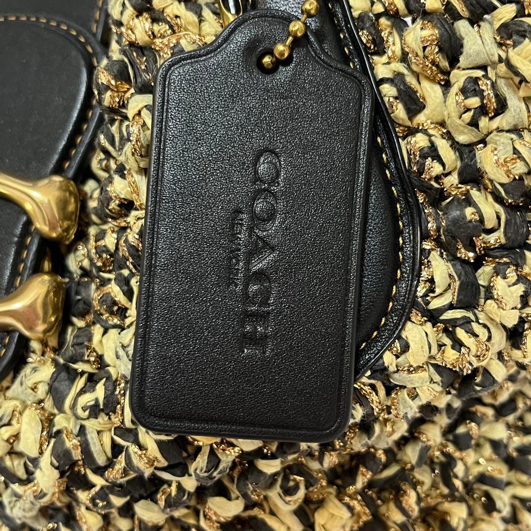 美品【23SS】完売品 COACH コーチ かごバッグ ストロースモールトート