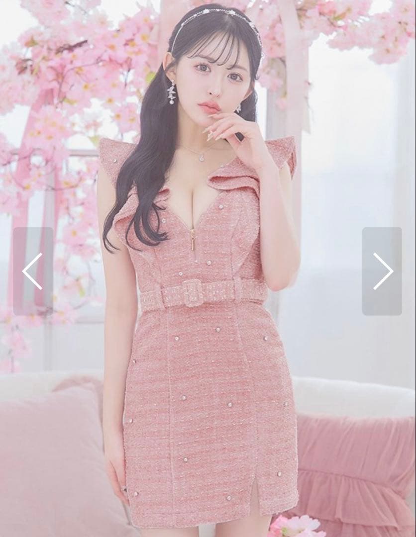 JEWELS ビジューラメツイードフリルドレス S