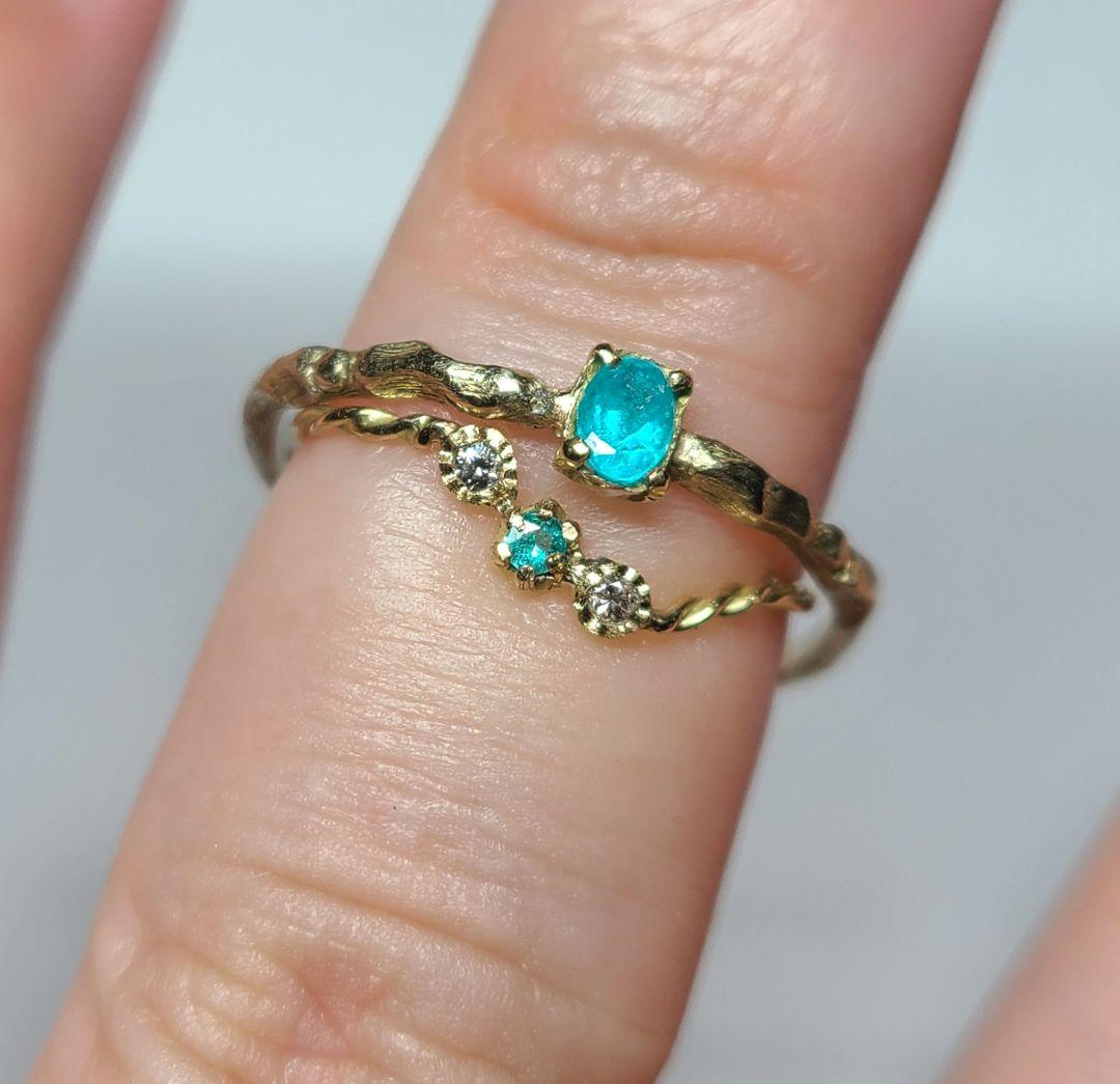 美しき煌めきの共演★バターリャパライバトルマリン&ピンクダイヤモンド18金★