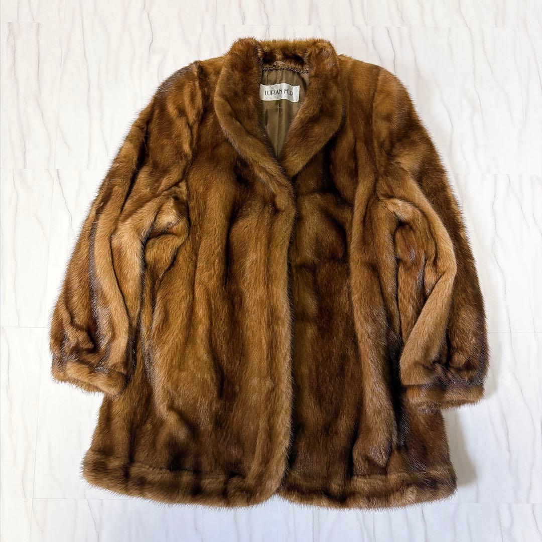 《美品》LUPIAN FUR リアルミンクファーコート キャメルブラウン 13