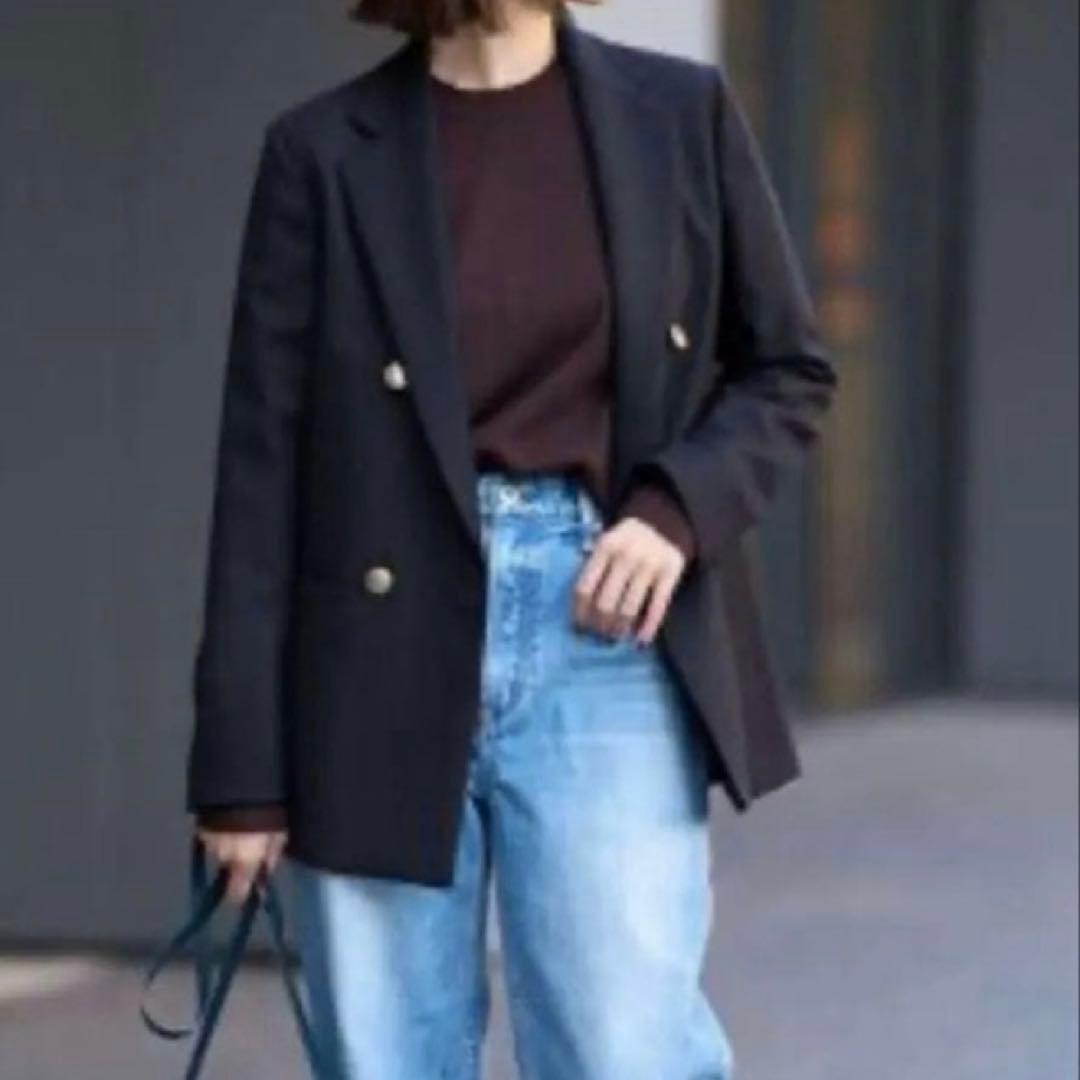 IENA ネイビー ダブルボタン テーラードジャケット　38