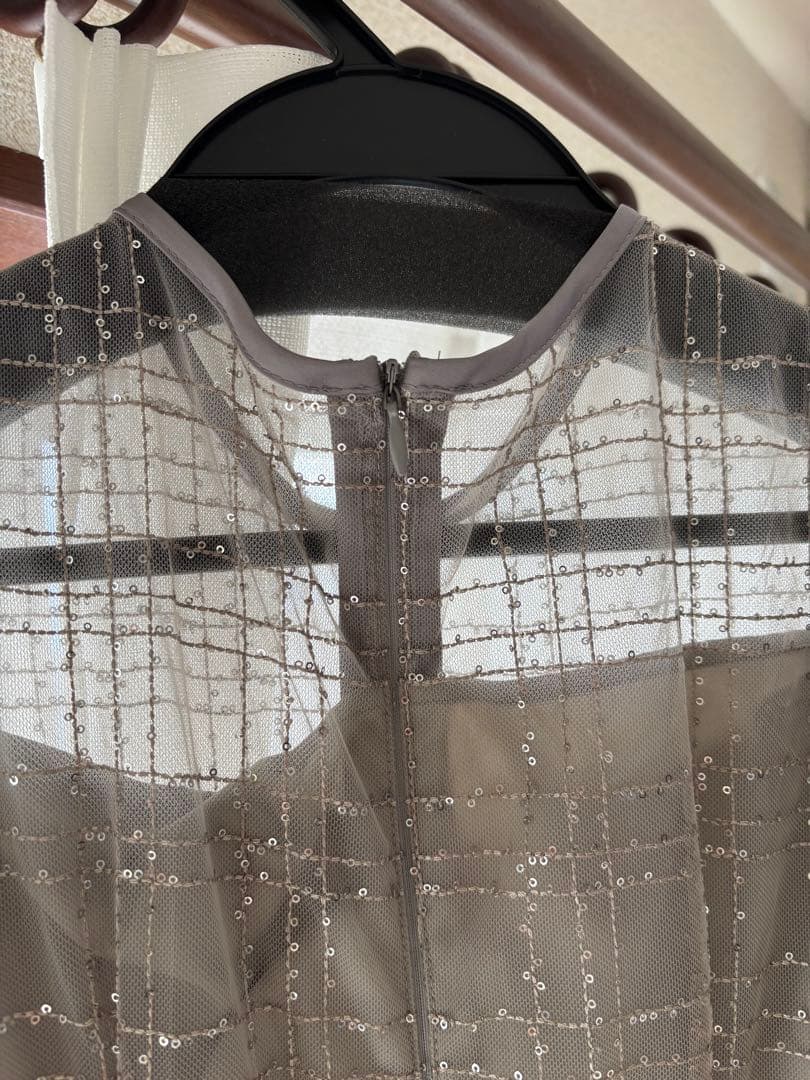 【Leja】チェックスパンコールリボンワンピースドレス