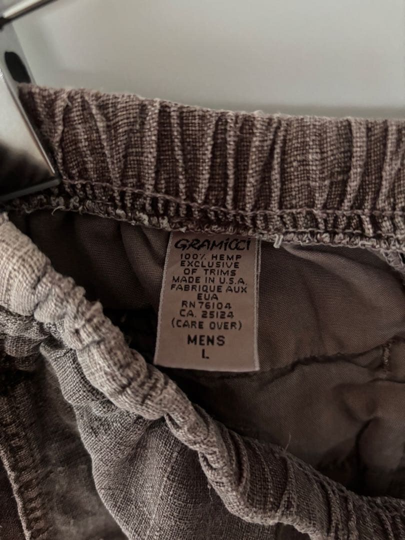 90s USA製 グラミチ ブラウン ヘンプ リネン ショーツ L
