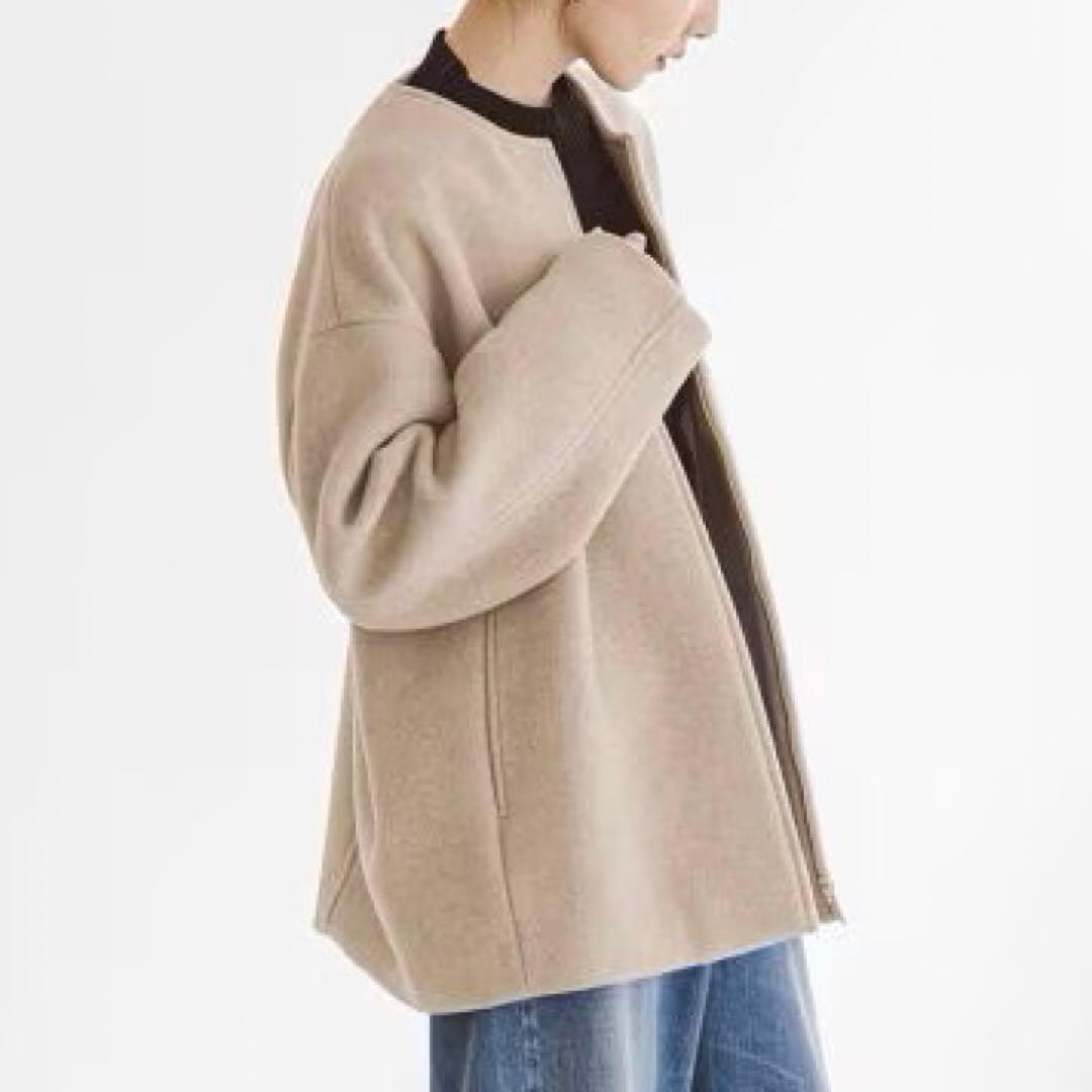 ノーブル MTRカラーレスジップショートコート カシミヤ ベージュ