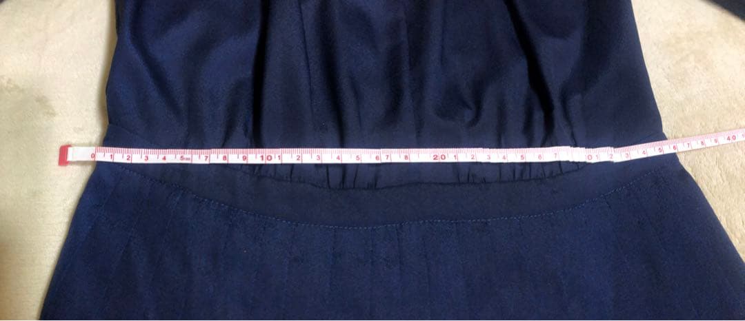 MAXMARA　ひざ丈ワンピースプリーツネイビー42大きいサイズ