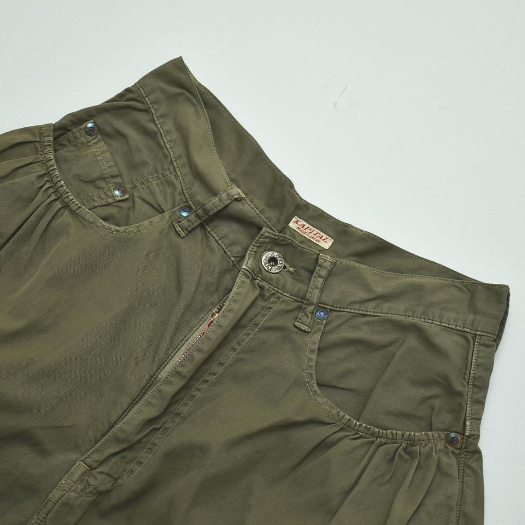 キャピタル KAPITAL ガチャポケット ワイドパンツ オリーブ 女性用 ♪